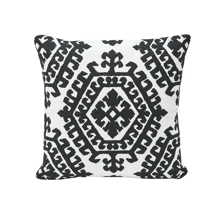 Schumacher Omar Embroidery Pillow in Black (SO7194204)