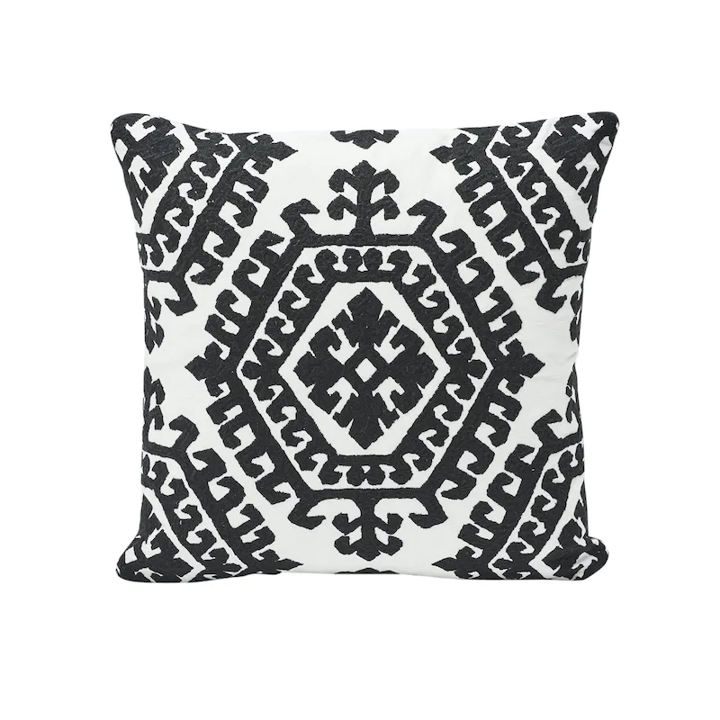 Schumacher Omar Embroidery Pillow in Black (SO7194204)
