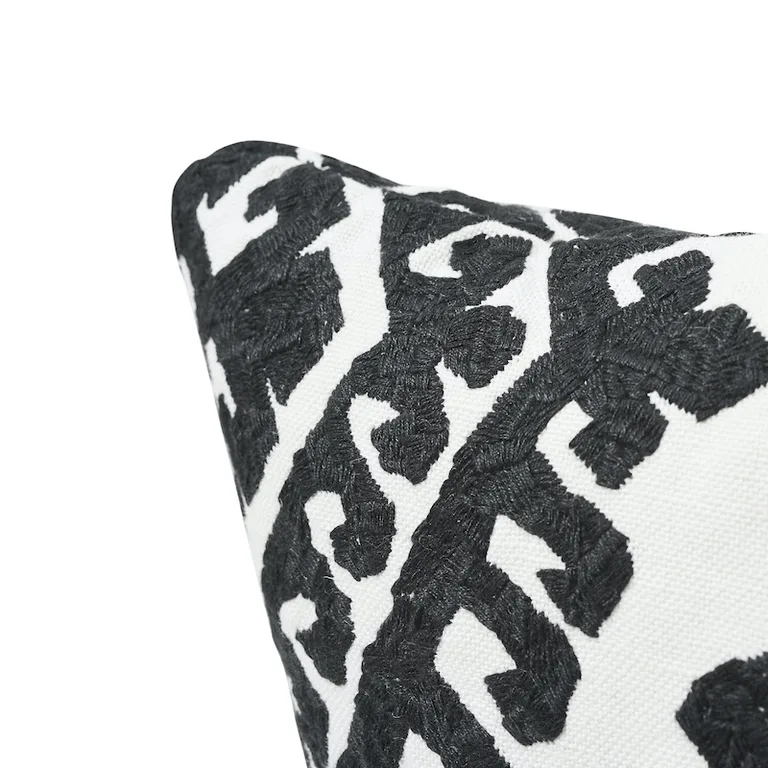 Schumacher Omar Embroidery Pillow in Black (SO7194204)