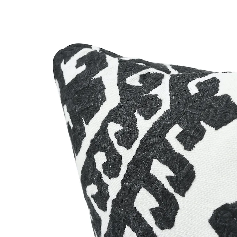 Schumacher Omar Embroidery Pillow in Black (SO7194204)