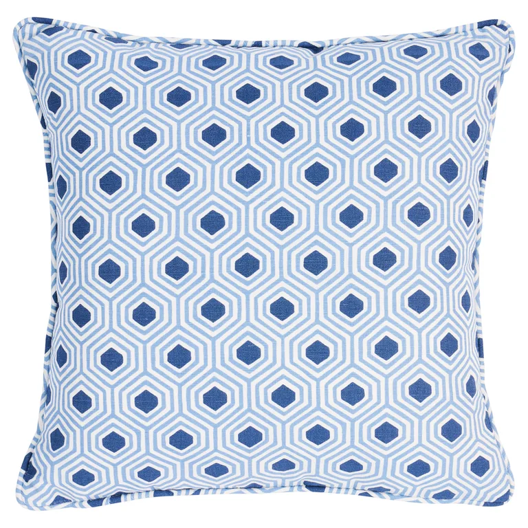 Schumacher Otis Hand Print Pillow in Blue
