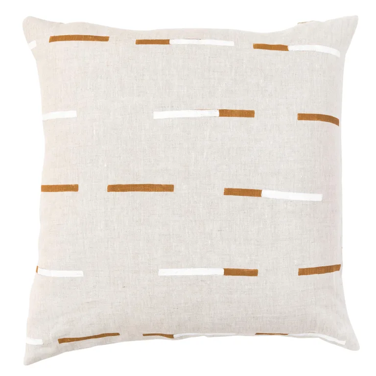 Schumacher Overlapping Dashes Pillow in Brown & White (SO7403006)