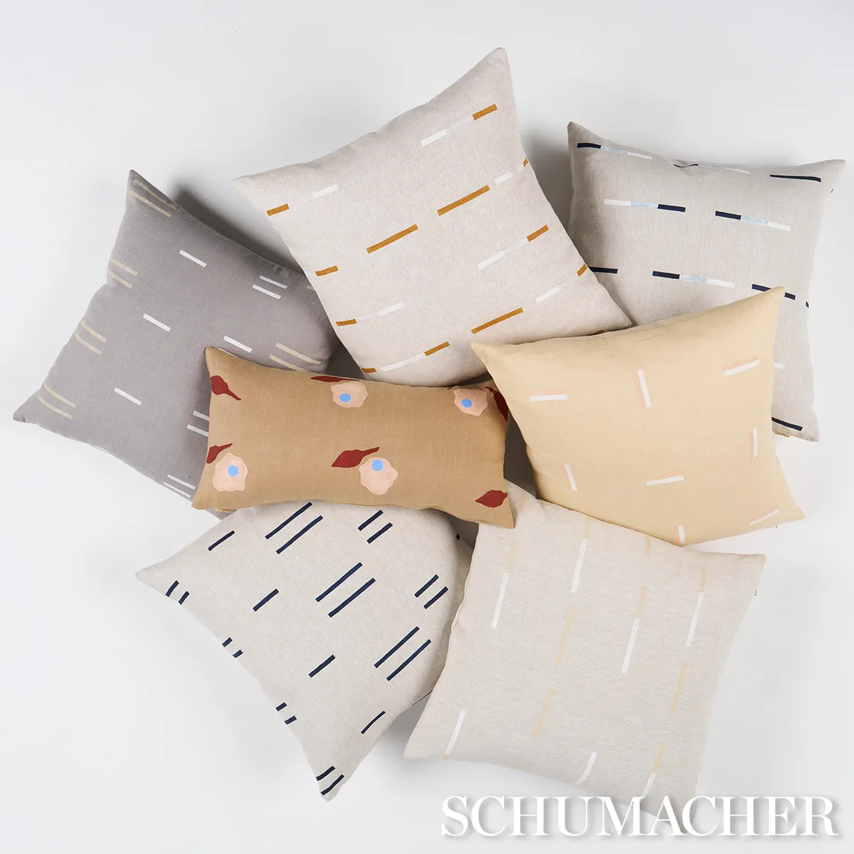 Schumacher Overlapping Dashes Pillow in Navy (SO0002306)
