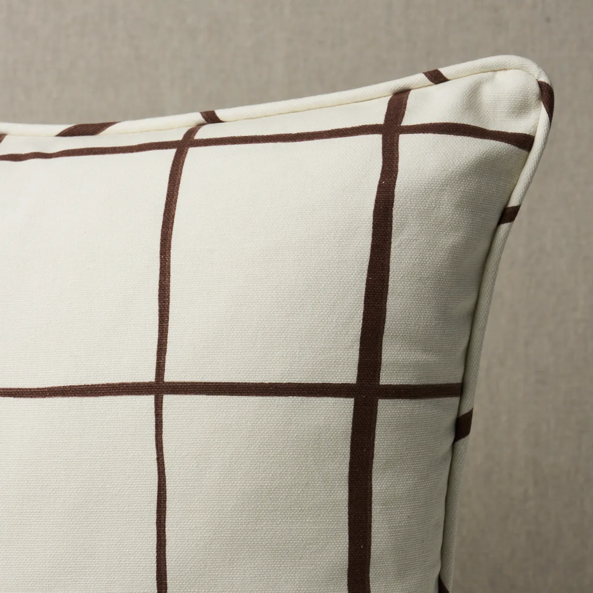 Schumacher Painterly Windowpane Pillow in Brown (SO18029105)