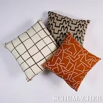 Painterly Windowpane Pillow - Brown Schumacher Painterly Windowpane Pillow in Brown