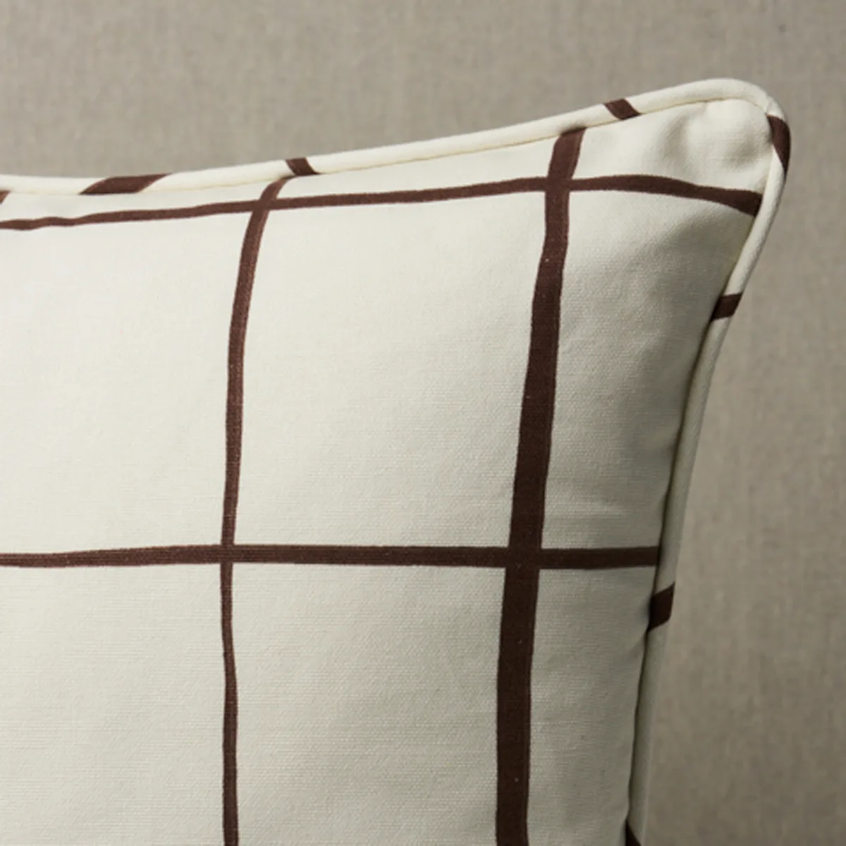 Schumacher Painterly Windowpane Pillow in Brown (SO18029106)