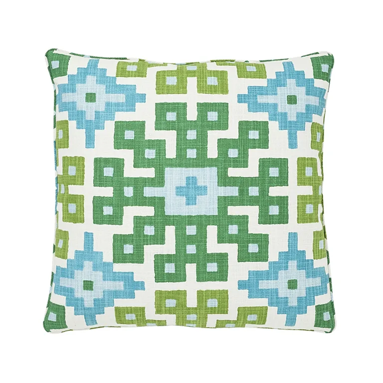 Schumacher Palmetto Print Pillow in Lagoon (SO17745005)