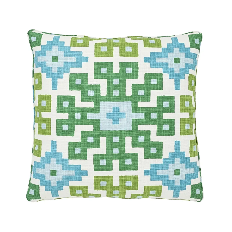 Schumacher Palmetto Print Pillow in Lagoon (SO17745005)