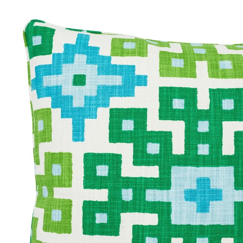 SO17745005 | Palmetto Print Pillow - Lagoon Schumacher Palmetto Print Pillow in Lagoon (SO17745005)