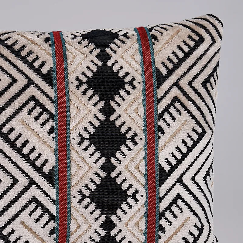 Schumacher Parvin Velvet Pillow in Black & Ivory (SO8065018)