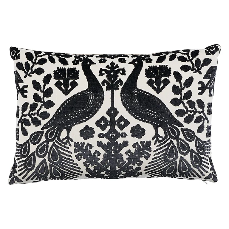 Schumacher Pavone Velvet Pillow in Carbon (SO7297015)