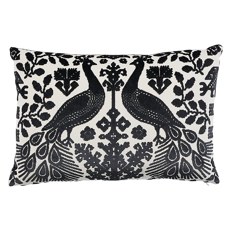 Schumacher Pavone Velvet Pillow in Carbon (SO7297015)