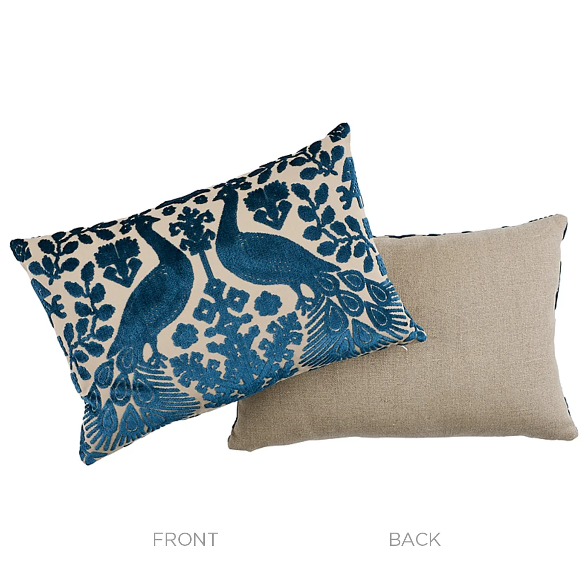 SO7297315 | Pavone Velvet Pillow - Peacock & Sand Schumacher Pavone Velvet Pillow in Peacock & Sand (SO7297315)
