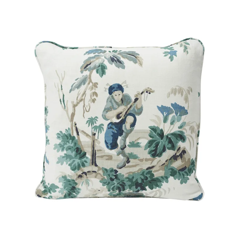 Schumacher Plaisirs De La Chine Pillow in Emerald (SO17285404)