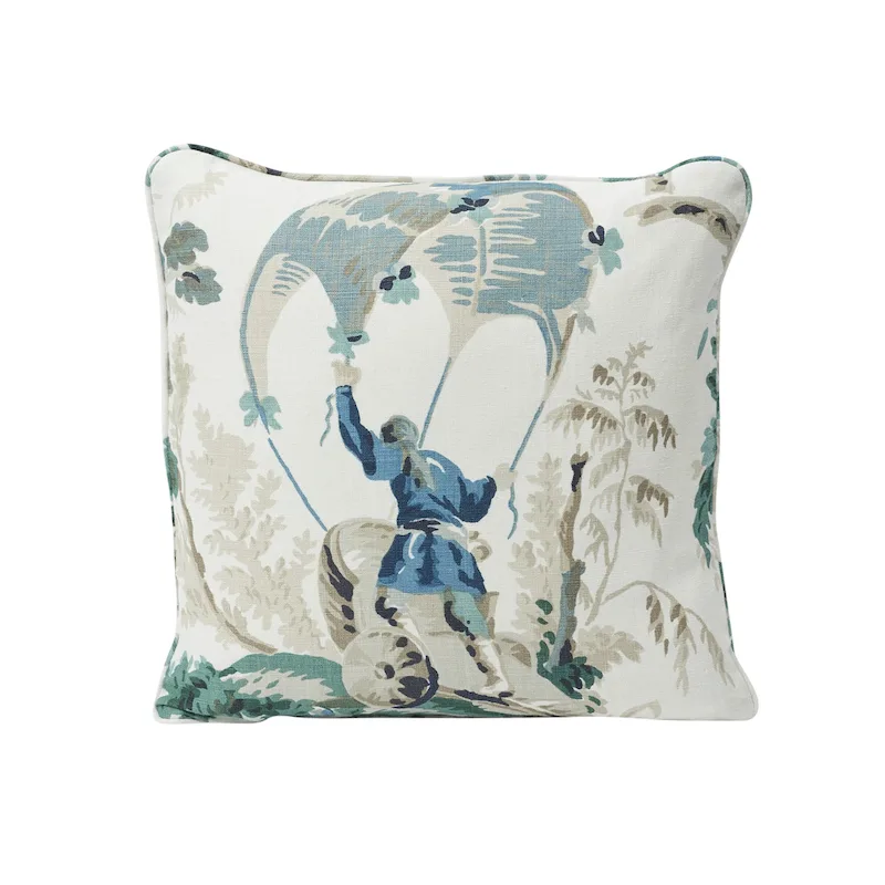 Schumacher Plaisirs De La Chine Pillow in Emerald (SO17285404)