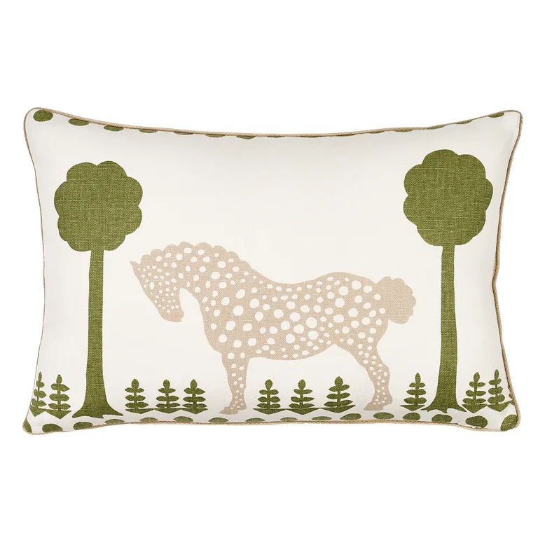 Schumacher Polka Dot Pony Pillow in Olive (SO18090013)