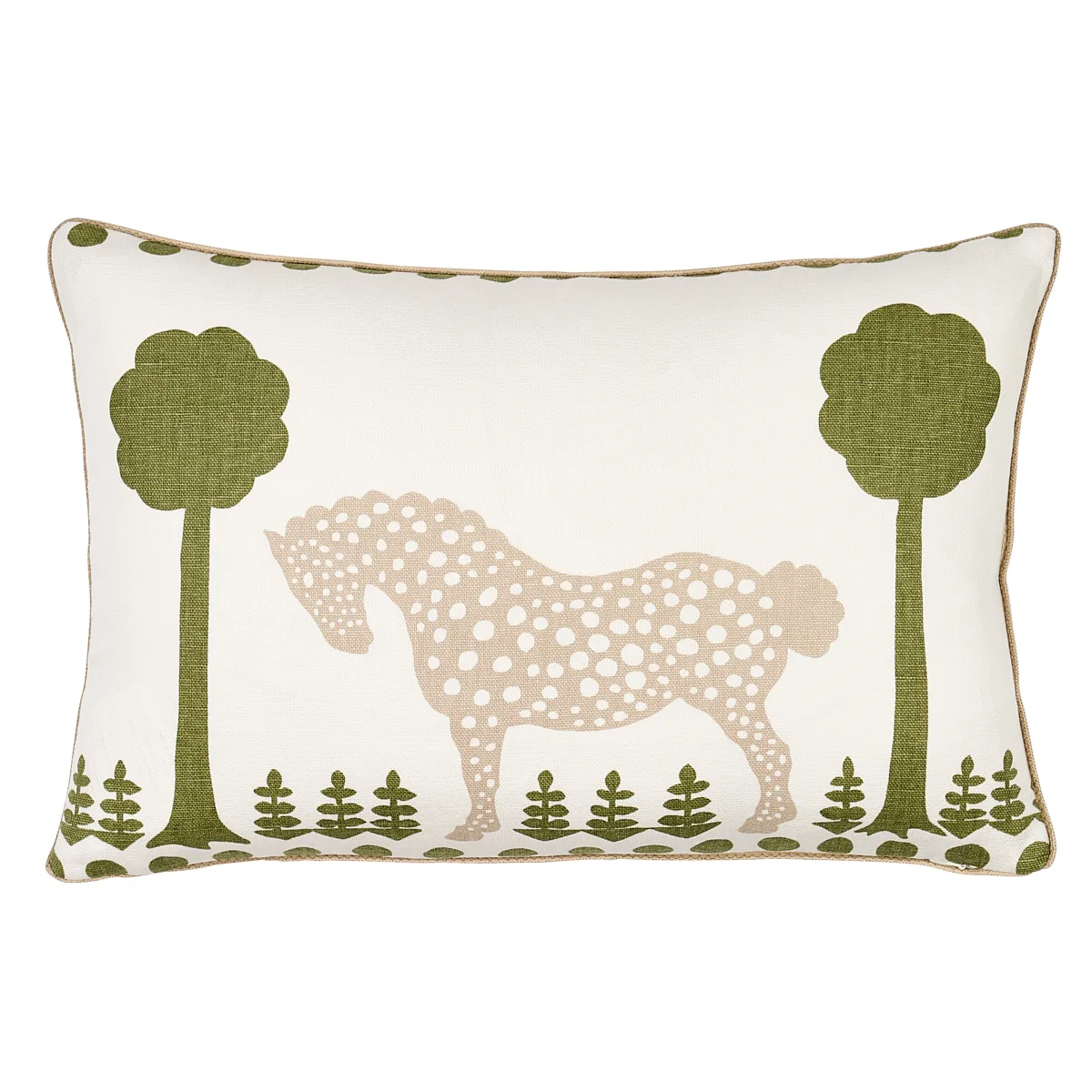 Schumacher Polka Dot Pony Pillow in Olive (SO18090013)