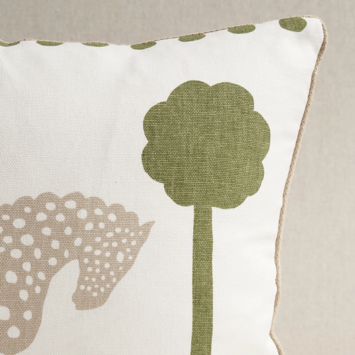 Schumacher Polka Dot Pony Pillow in Olive (SO18090013)