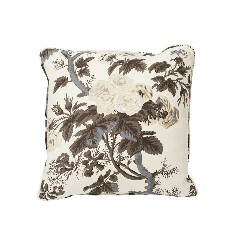 Schumacher Pyne Hollyhock Pillow in Charcoal