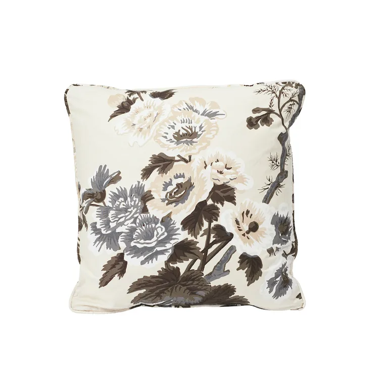 Schumacher Pyne Hollyhock Pillow in Charcoal