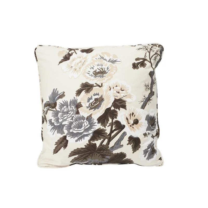 Schumacher Pyne Hollyhock Pillow in Charcoal