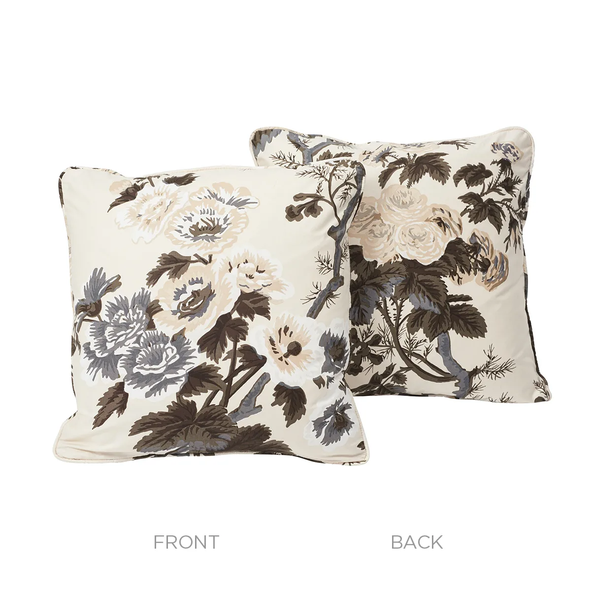 Schumacher Pyne Hollyhock Pillow in Charcoal