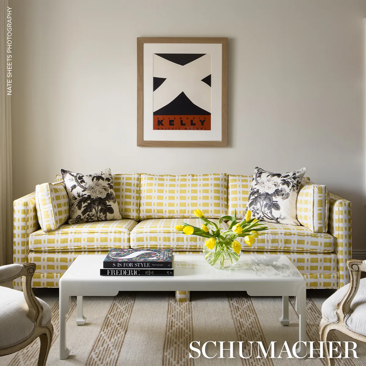 Schumacher Pyne Hollyhock Pillow in Charcoal