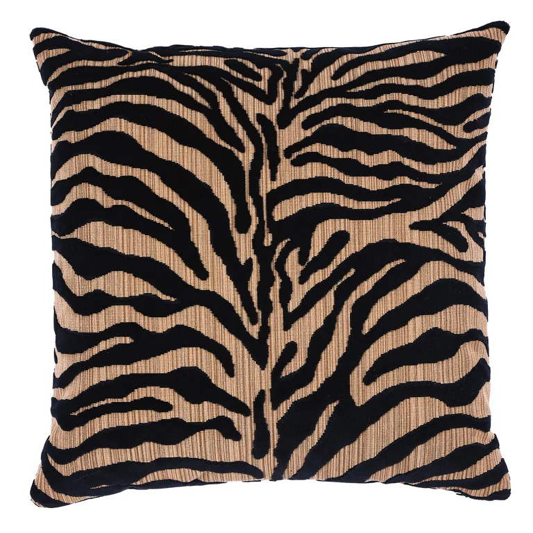 Schumacher Regine Strie Velvet Pillow in Ebony