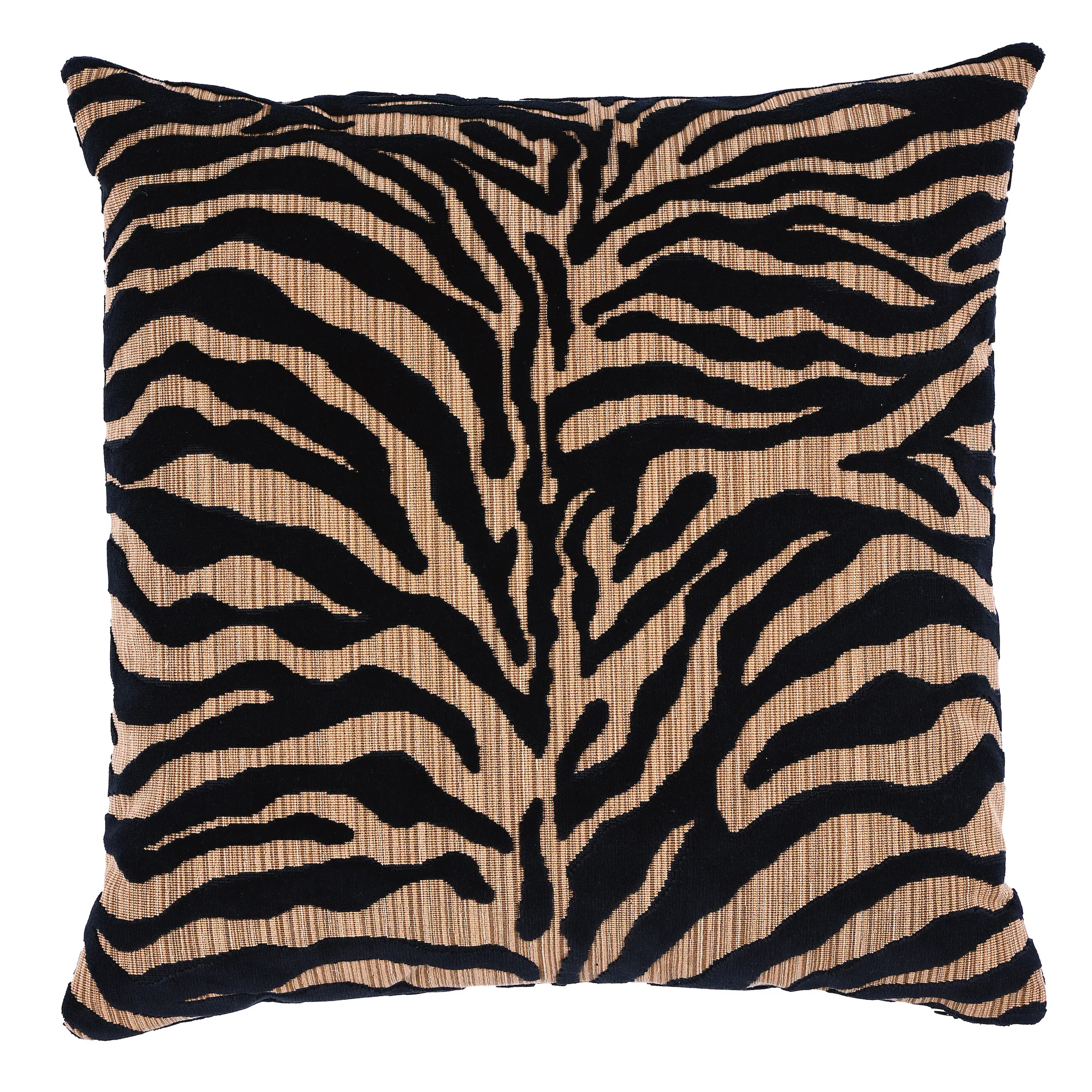 Schumacher Regine Strie Velvet Pillow in Ebony