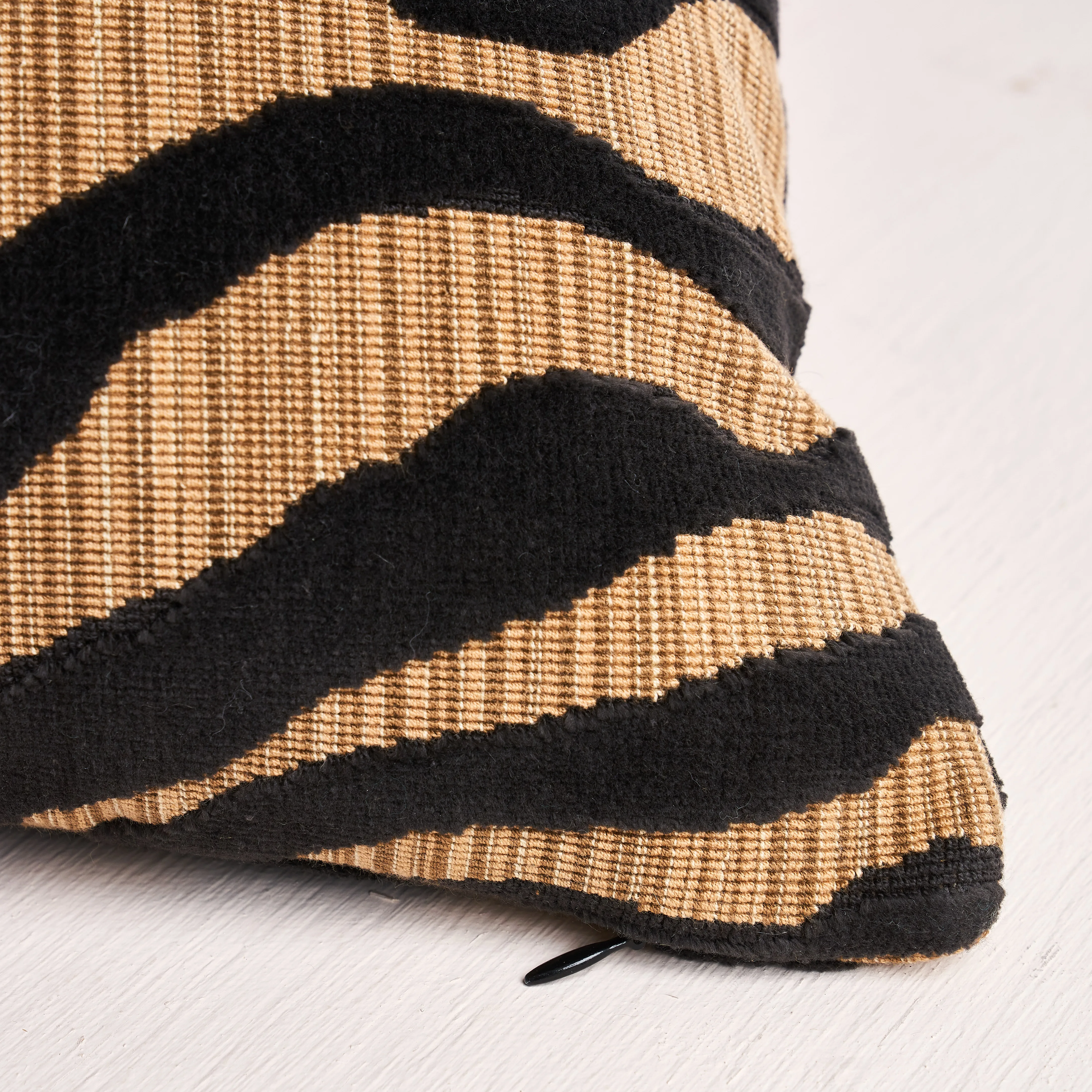 Schumacher Regine Strie Velvet Pillow in Ebony