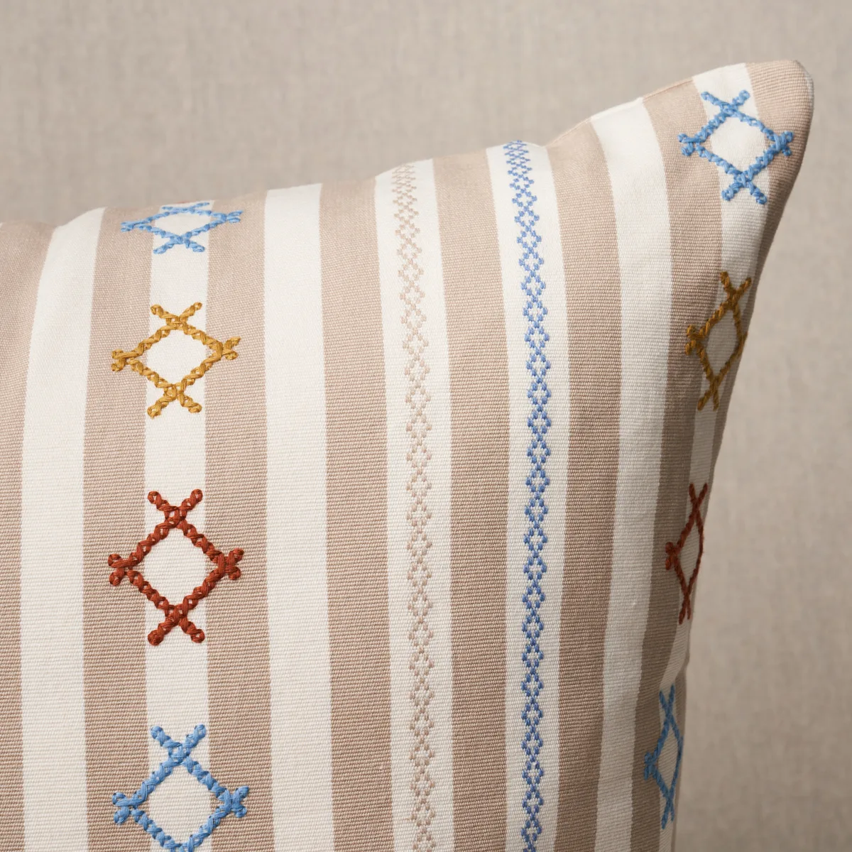 Schumacher Rhodes Stripe Pillow in Neutral