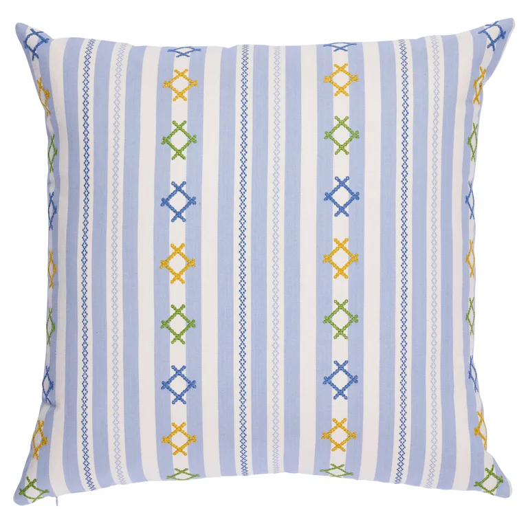 Schumacher Rhodes Stripe Pillow in Sky