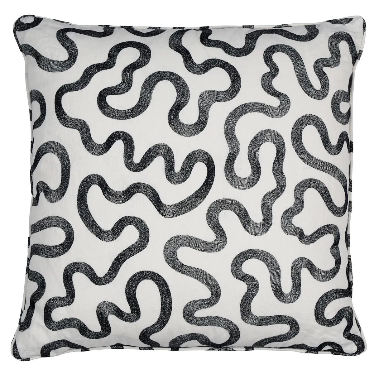Schumacher Riley Pillow in Black on Ivory