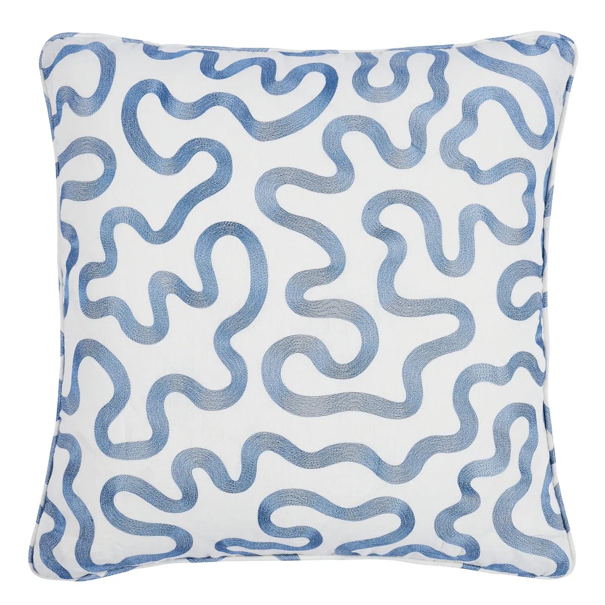 Schumacher Riley Pillow in Navy on Ivory