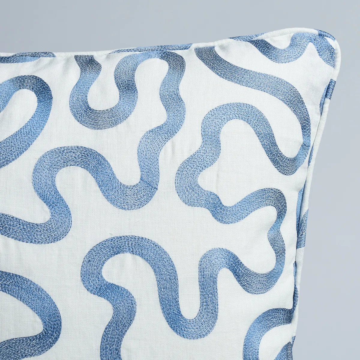 Schumacher Riley Pillow in Navy on Ivory