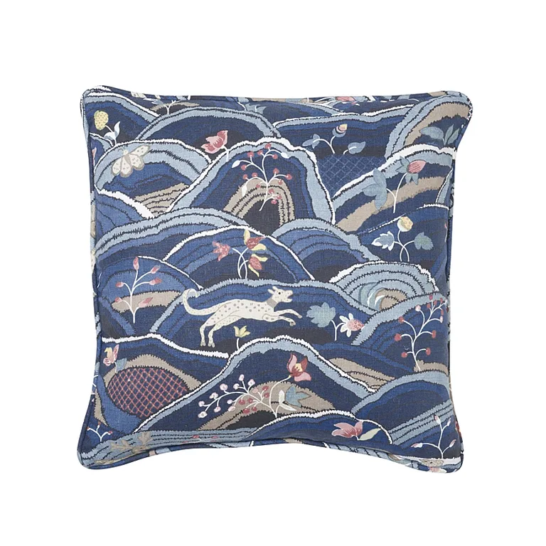 Schumacher Rolling Hills Pillow in Blues