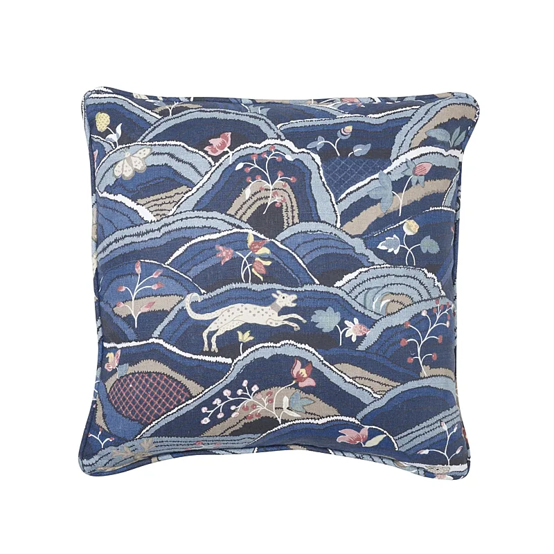 Schumacher Rolling Hills Pillow in Blues