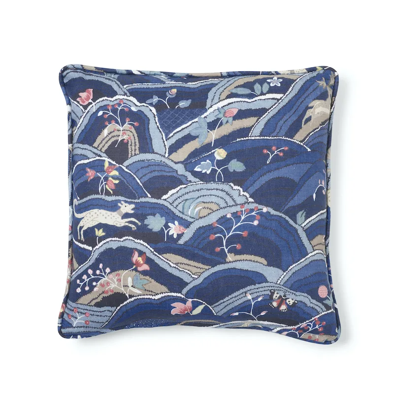 Schumacher Rolling Hills Pillow in Blues