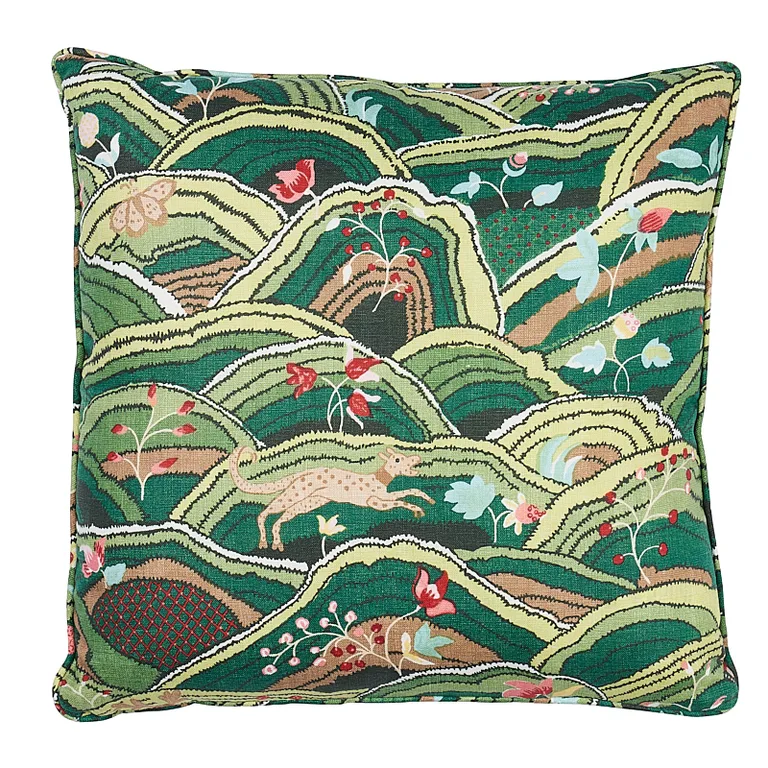Schumacher Rolling Hills Pillow in Green