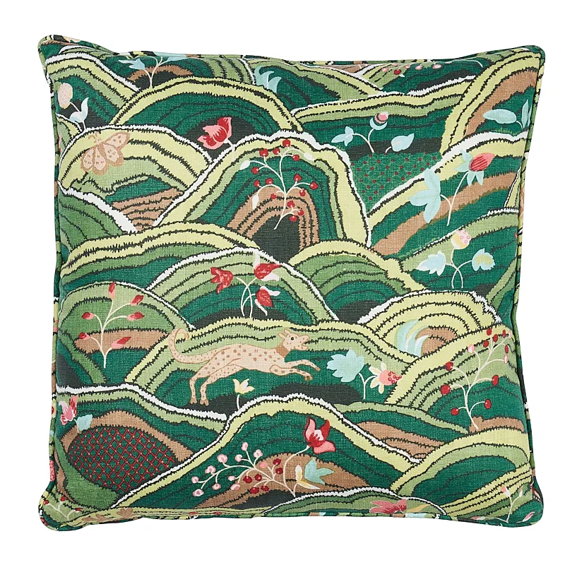 Schumacher Rolling Hills Pillow in Green