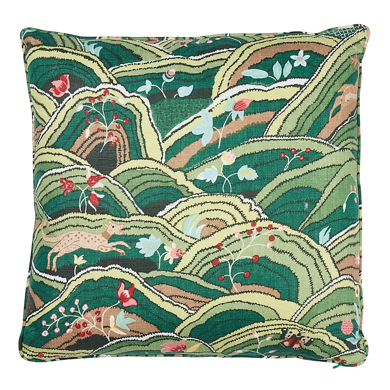 Schumacher Rolling Hills Pillow in Green