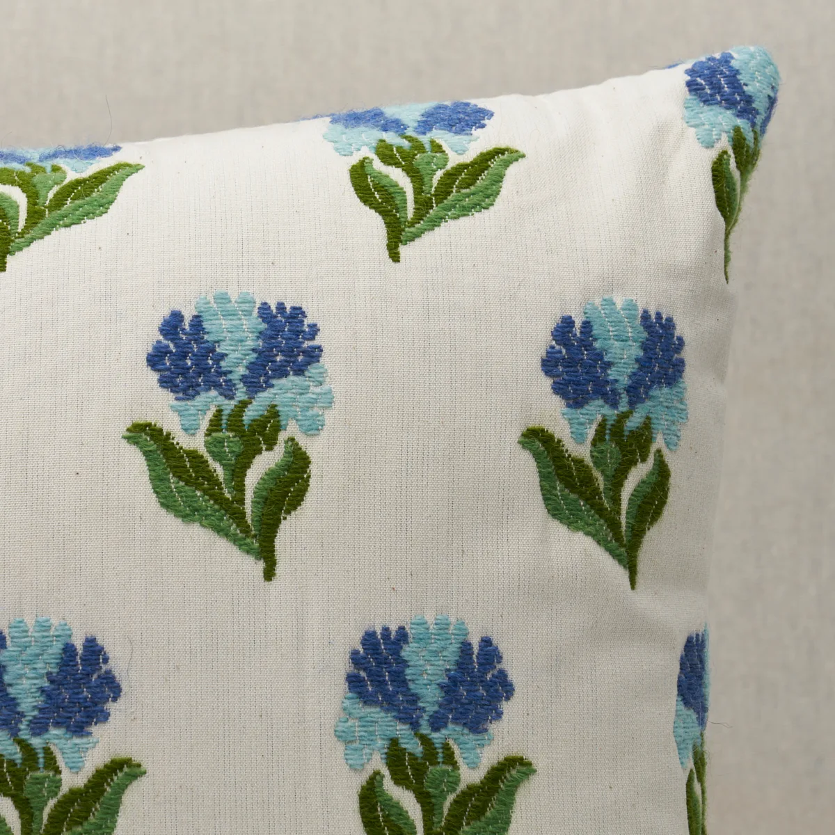 Schumacher Rosina Floral Pillow in Cornflower