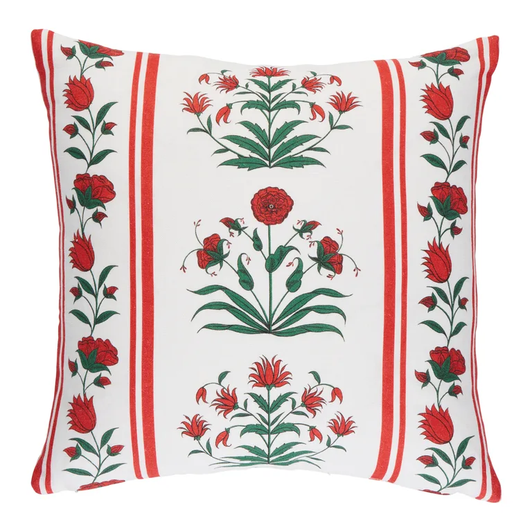Schumacher Royal Poppy Stripe Pillow in Red (SO18067104)