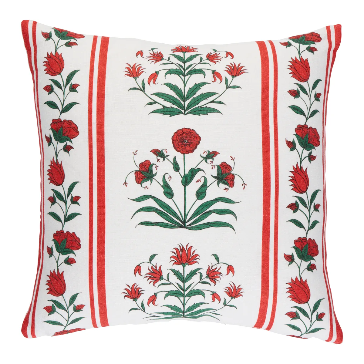 Schumacher Royal Poppy Stripe Pillow in Red (SO18067104)