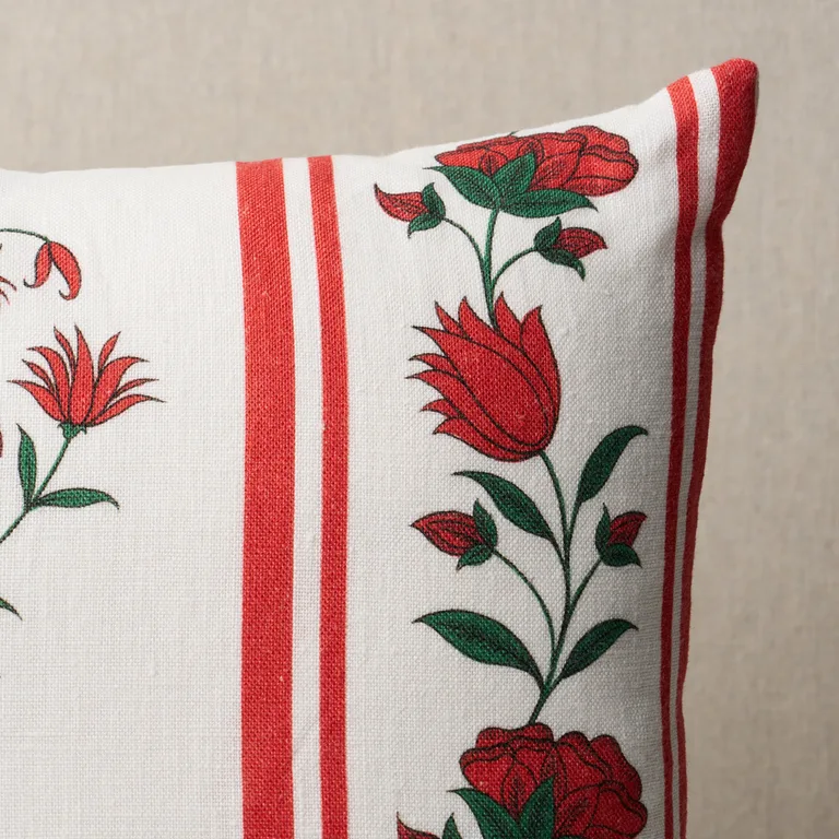 Schumacher Royal Poppy Stripe Pillow in Red (SO18067104)