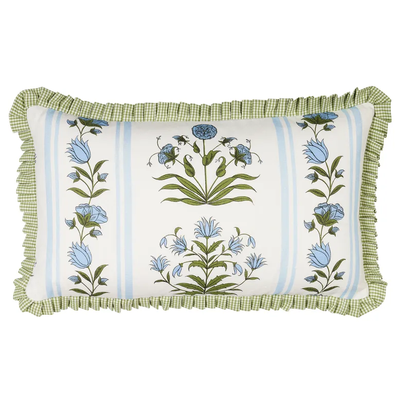 Schumacher Royal Poppy Stripe Pillow in Sky (SO18067014)