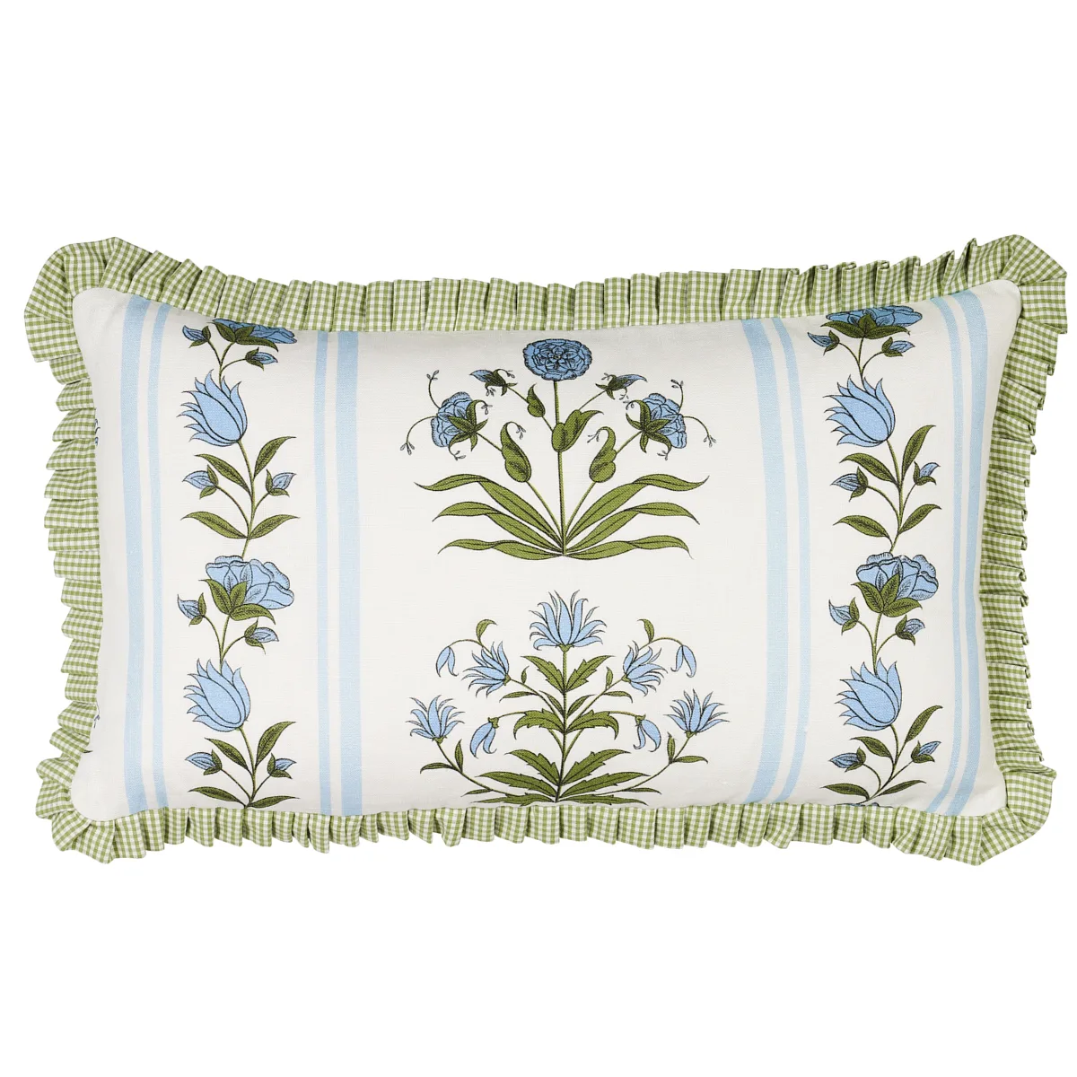 Schumacher Royal Poppy Stripe Pillow in Sky (SO18067014)