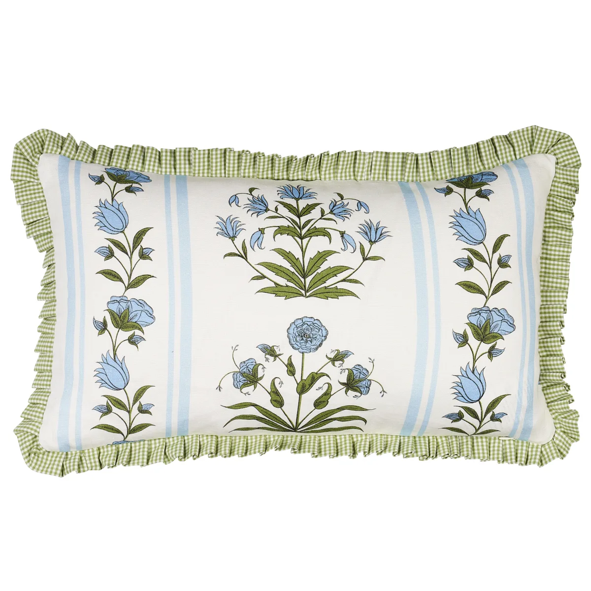 Schumacher Royal Poppy Stripe Pillow in Sky (SO18067014)