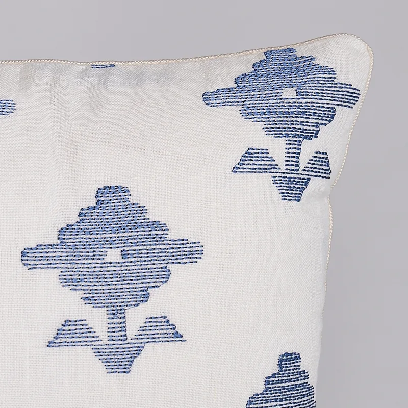 Schumacher Rubia Embroidery Pillow in Blue (SO7416304)