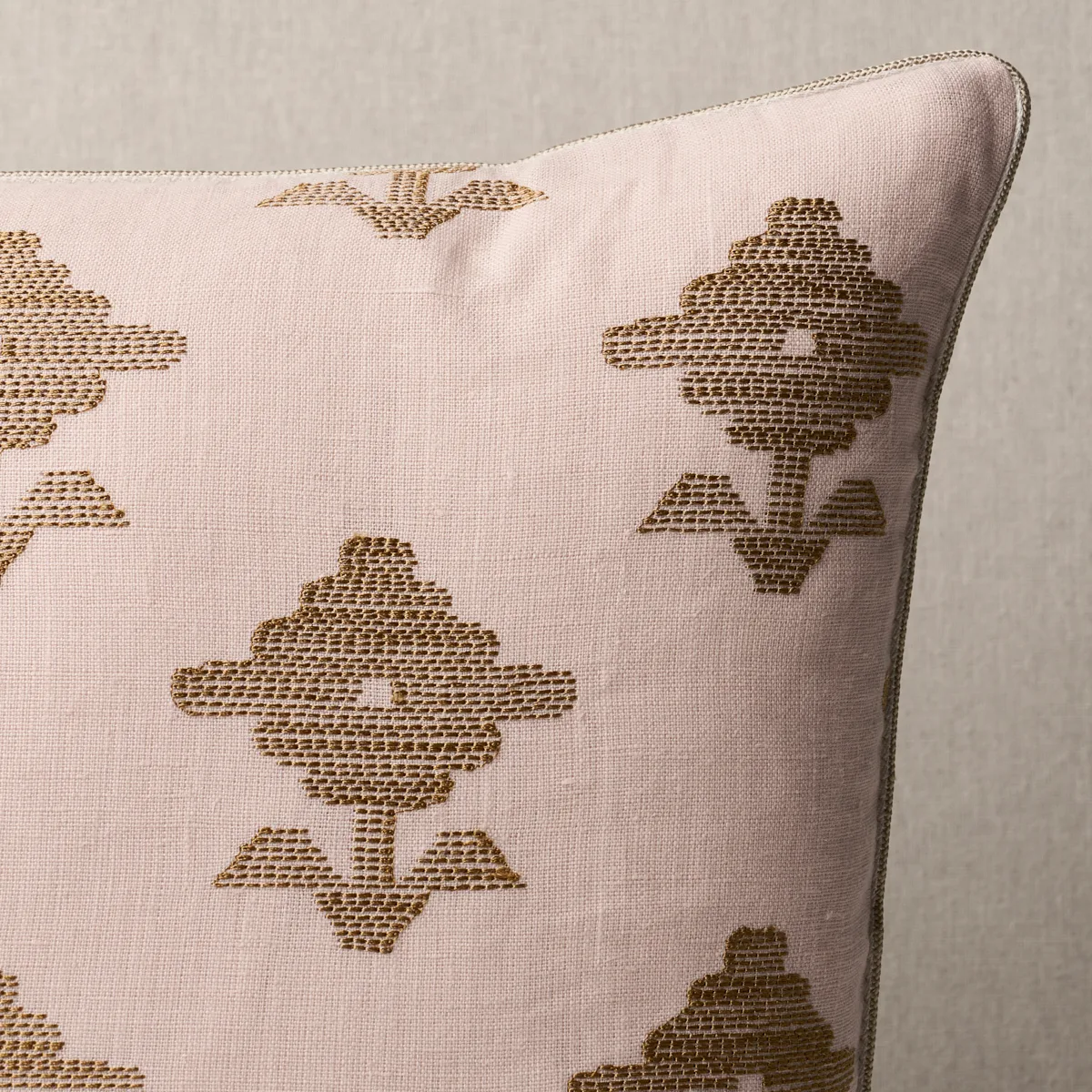 Schumacher Rubia Embroidery Pillow in Blush (SO7416104)